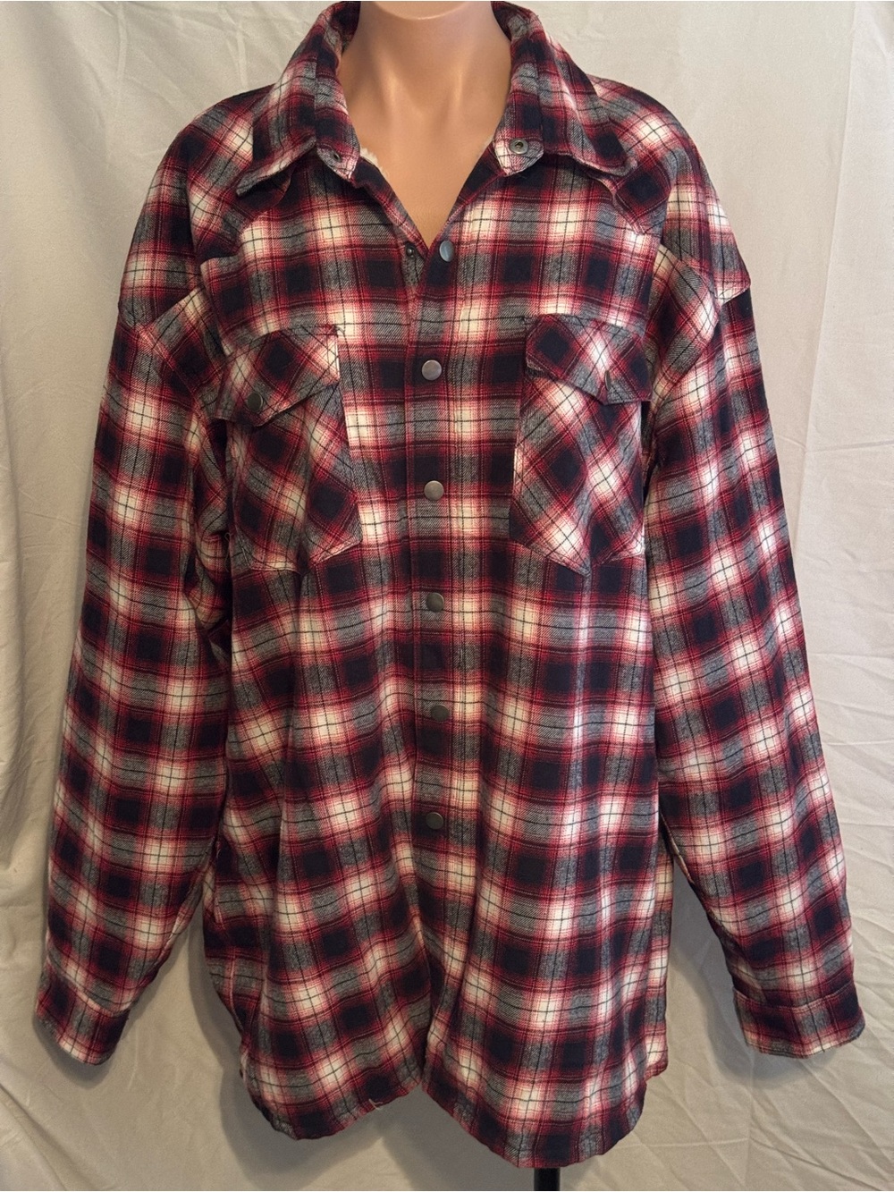 Roper Red and Black Sherpa Lined Plaid Flannel Shirt Jacket